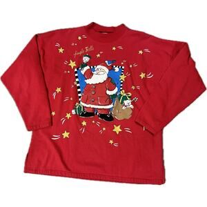 Holiday Time Puffy Christmas Santa Crewneck Sweatshirt Tacky Teacher Vintage XL